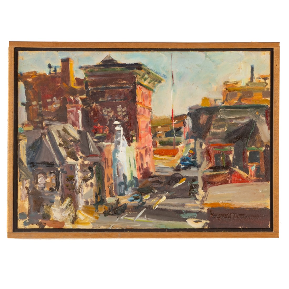 Raoul Middleman. Baltimore City Scene, oil: (American, 1935-2021) Oil on board, signed and dated "Middleman, '75" lr, painting size: 14 x 19 3/4 in., framed size: 15 1/4 x 21 1/4 in. Provenance: From the Margaret and Jerry Guchemand collection,