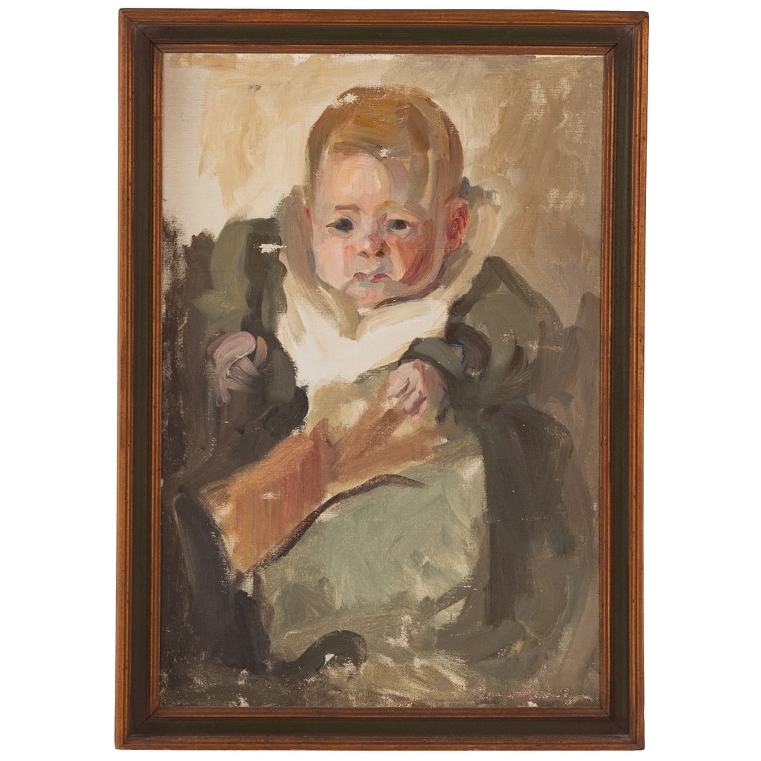 Grace Hill Turnbull. Portrait of a Child, oil: (American, 1880-1976) Oil on canvas, signed "Grace H. Turnbull" lr, sight size: 22 1/4 x 15 in., framed size: 24 1/2 x 17 1/2 in. Provenance: From the Margaret and Jerry Guchemand collection, Baltimor