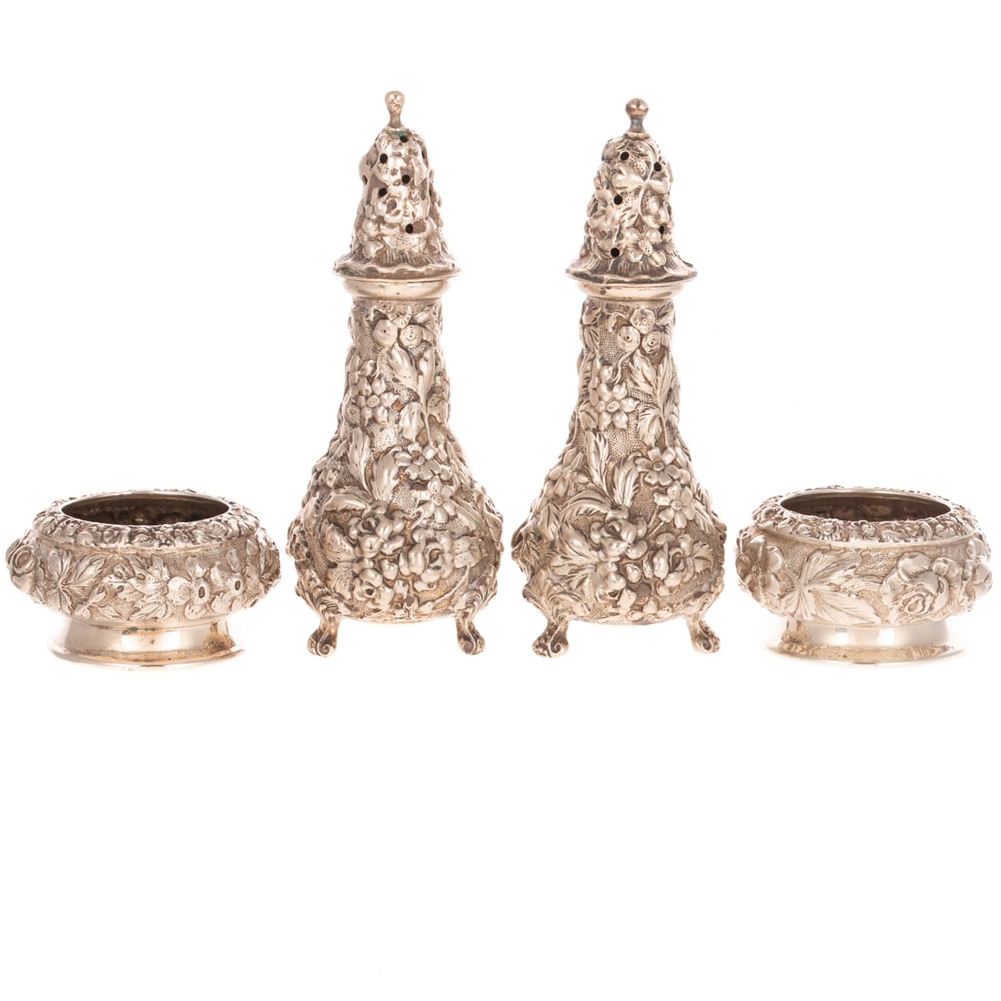 Two Pairs of Stieff Sterling Repousse Salt & Pepper (1 of 4)