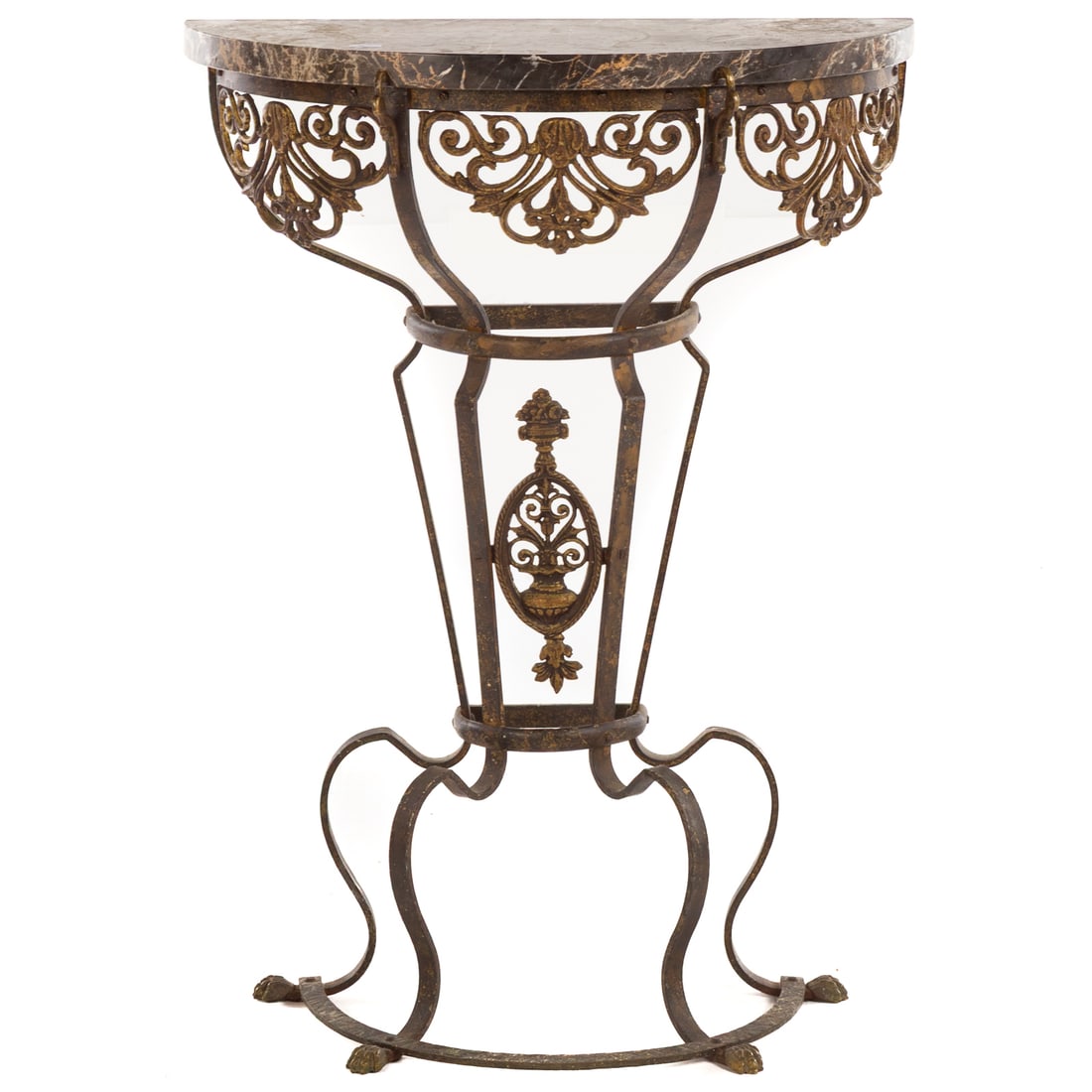 Late Victorian Marble Top Demilune Console (1 of 4)