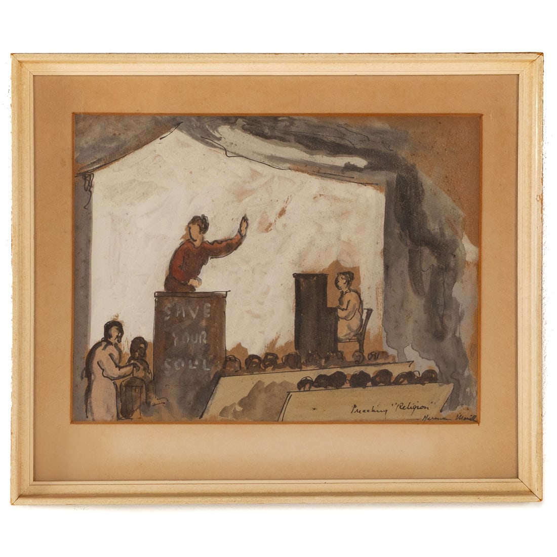 Herman Maril. "Preaching 'Religion," gouache (1 of 4)