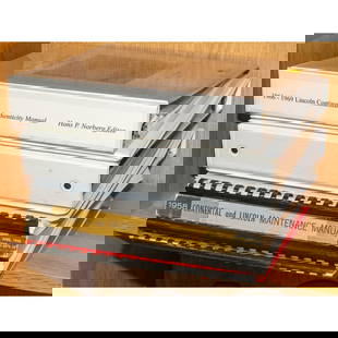 Assorted Lincoln Paper Ephemera: Including 1954 repair and adjustment manual; 1940-48, 1961-63, and 1966-69 authenticity manuals; 1958 maintenance manual; 1946 body parts list; 1961 maintenance manual; and 1967 temperature control ma