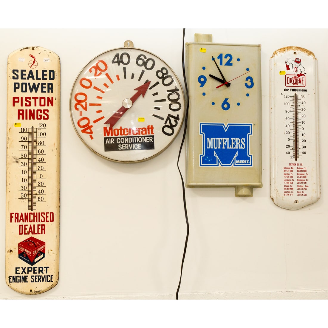 Three Automotive Related Thermometers & Clock (1 of 4)