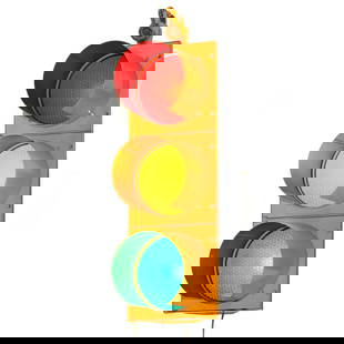A Vintage Three-Light Traffic Signal: Third quarter, 20th century, 42 x 14 x 16 in.