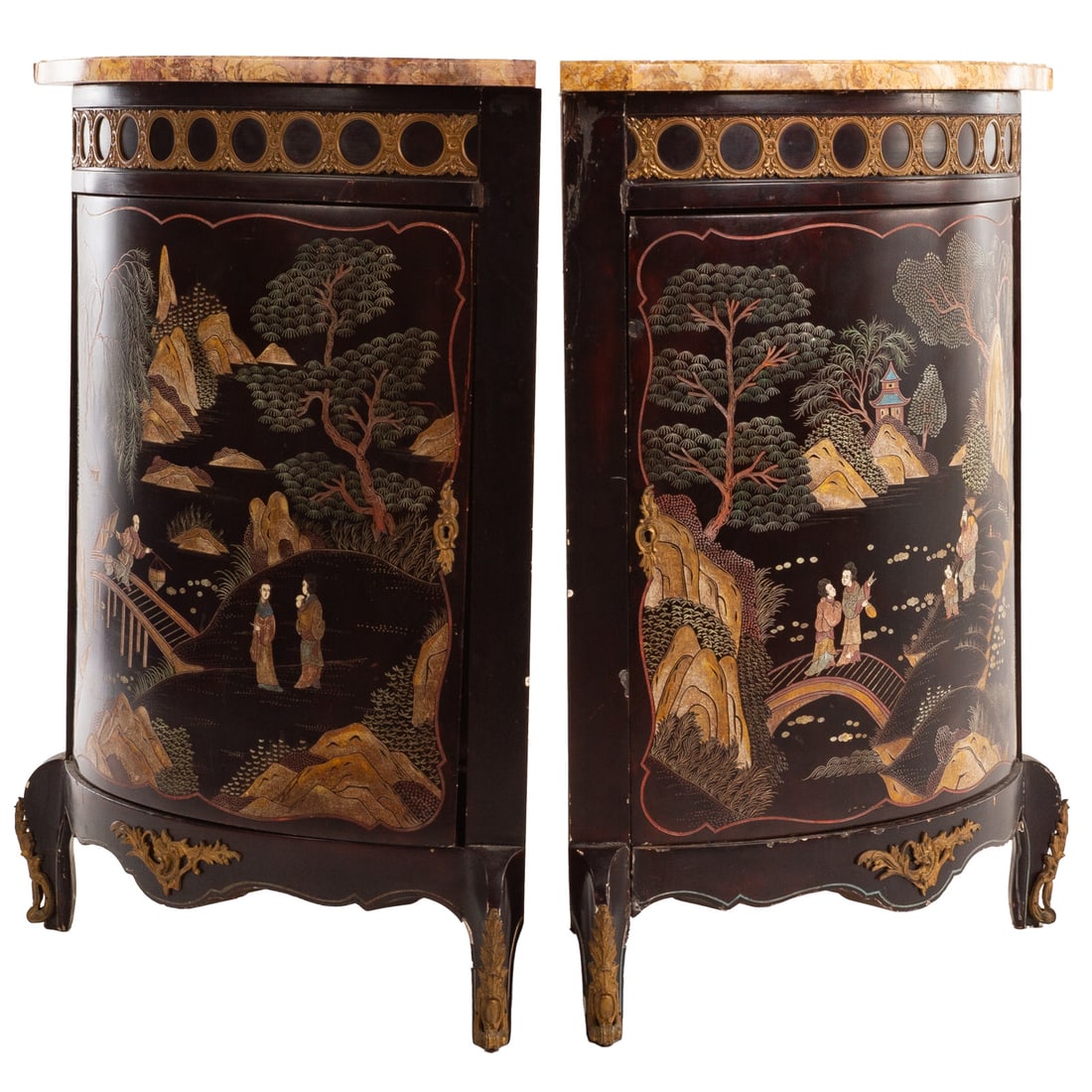 A Pair of Chinoiserie Marble Top Corner Cabinets (1 of 6)