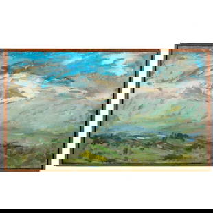 Raoul Middleman. Landscape, oil: (American, 1935-2021) Oil on canvas, signed and dated "Middleman, '69," sight size: 11 1/4 x 19 1/4 in., framed size: 12 x 20 in. From the Margaret and Jerry Guchemand collection, Baltimore, MD