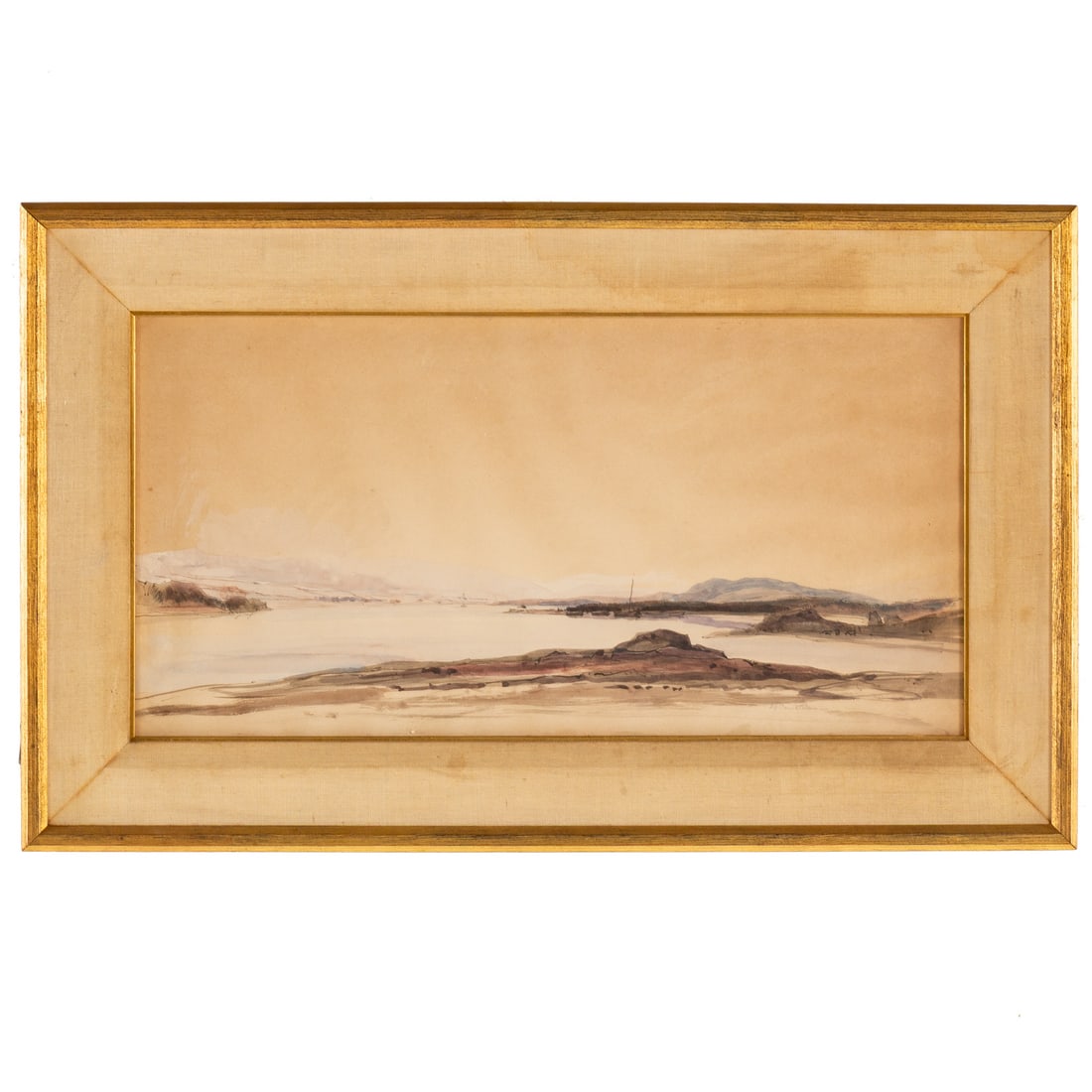 David Young Cameron. Landscape, watercolor: (Scottish, 1865-1945) Watercolor on paper, signed "D.Y. Cameron" lr, sight size: 9 x 18 in., framed size: 14 x 22 3/4 in. From a private Maryland collection