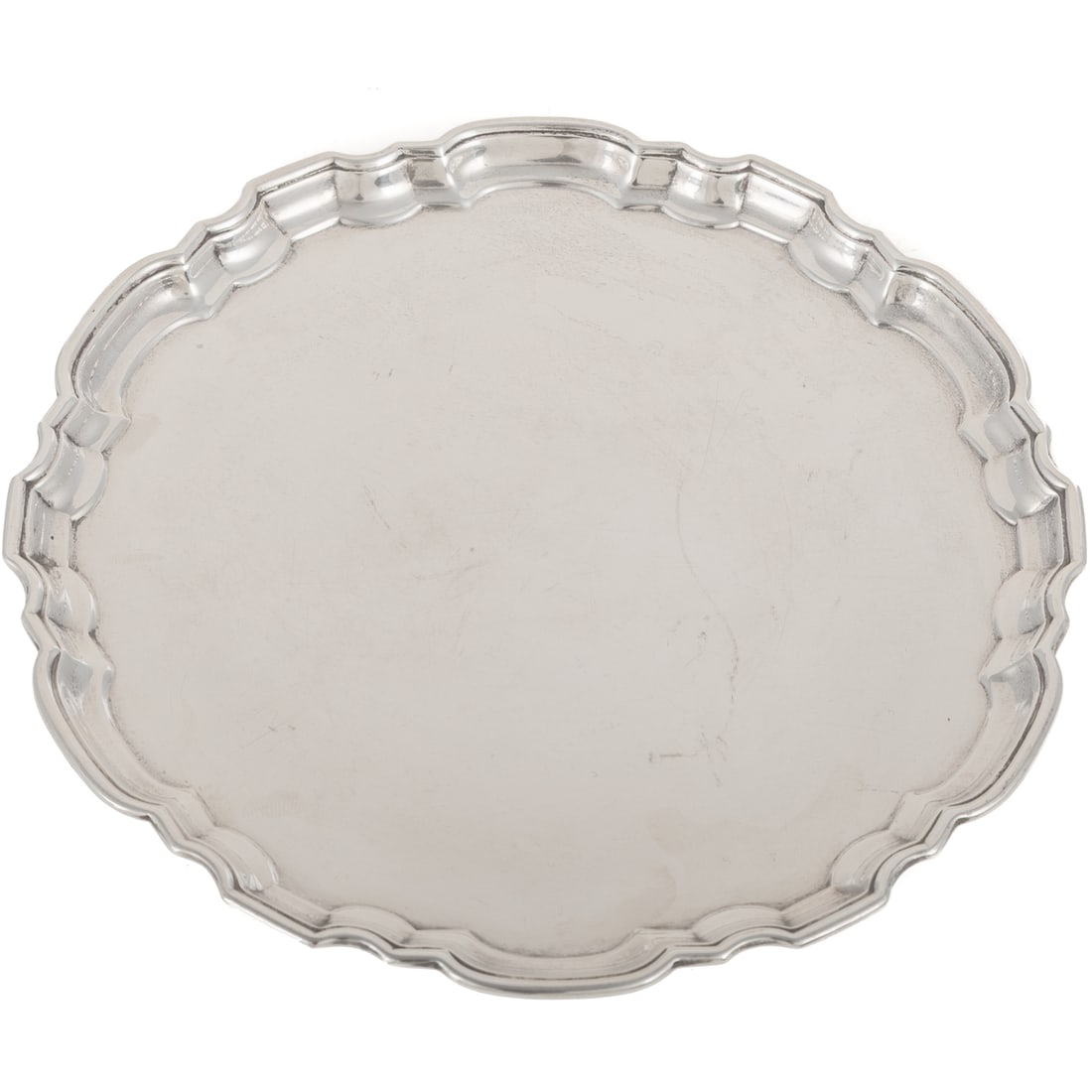 Tiffany & Co. Sterling Card Tray: Pattern# 23336, in the George III style, with a stepped and flaring serpentine rim, 5 7/8 in. Diam., 5.25 ozt. Provenance: From the Estate of Barbara Holdridge, Baltimore, MD