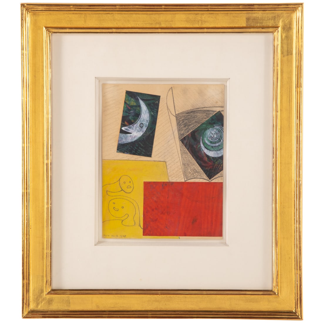 Max Ernst. Untitled, collage: (German/French, 1891-1976) Collage with pencil, charcoal and paint on paper, 1948, pencil signed and dated "Max Ernst" ll, sheet size: 11 x 8 3/4 in., framed size: 21 1/2 x 19 1/4 in. Provenance: From