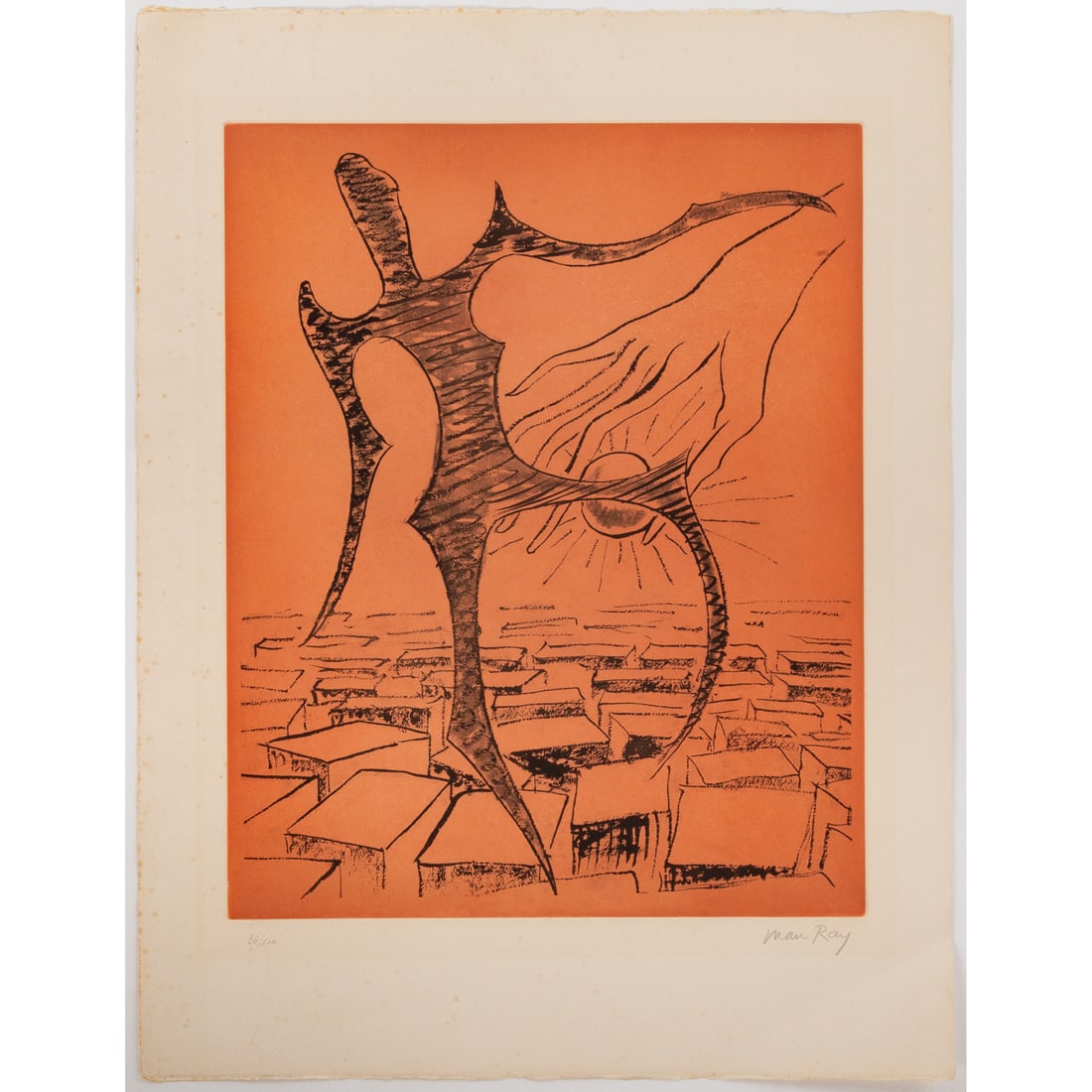 Man Ray. "II Rebus," lithograph: (American, 1890-1976) Lithograph, 1971, ed. 96/100, all edges deckled, pencil signed "Man Ray" lr, sheet size: 26 x 19 7/8 in., unframed Provenance: Acquired Freeman's/Hindman, Chicago, IL, April 2019