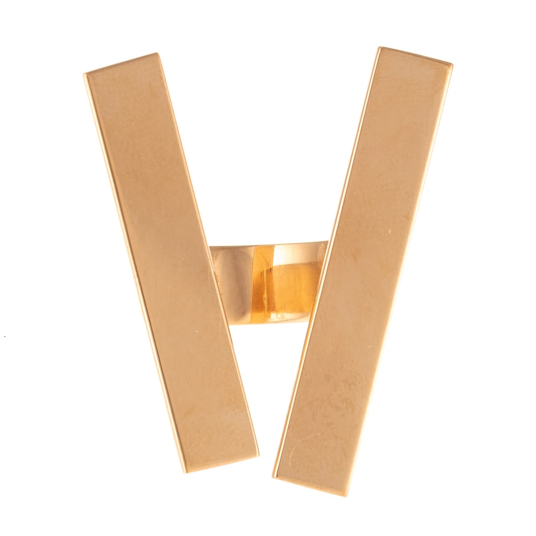 An Open Rectangular Bar Ring in 14K: 14K yellow gold open rectangular bar ring by Betty Cooke (1924 - 2024), Baltimore, MD high polish finish, signed, sz 6, 7.2 grams Provenance: From the Estate of Betty Cooke, Baltimore, Maryland. All p