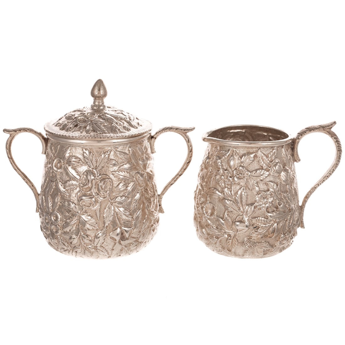 S Kirk & Son Coin Silver Repousse Creamer & Sugar (1 of 4)