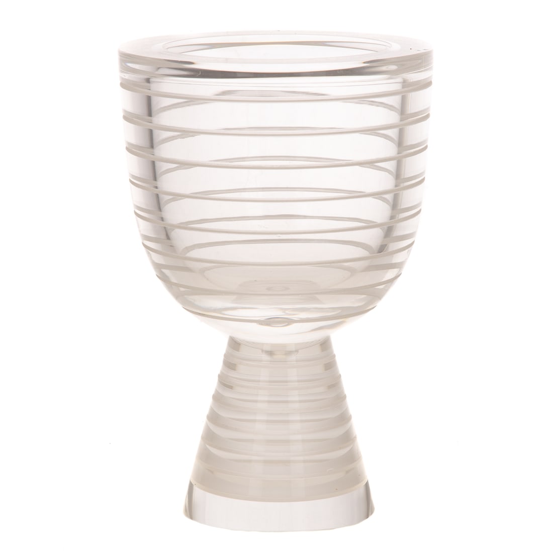 Steuben Crystal One-Of-A-Kind "The Henry James Bowl": (1986) A Steuben "The Henry James Bowl," designed by David Dowler and named after the artist's favorite author, a limited edition two-part cut crystal Steuben bowl with gray saw cuts around the circum