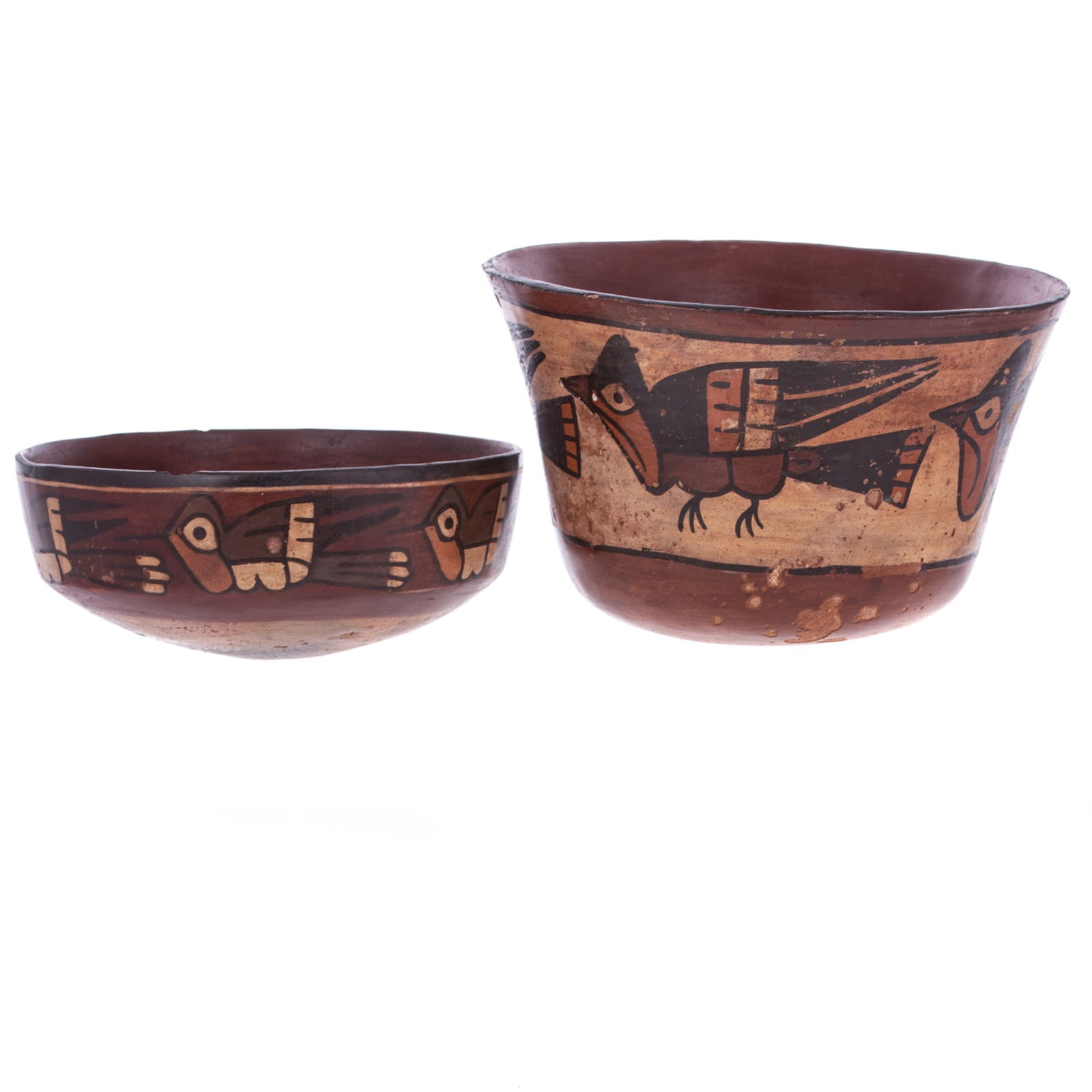 Two Nazca Polychrome Bird Motif Bowls (1 of 3)