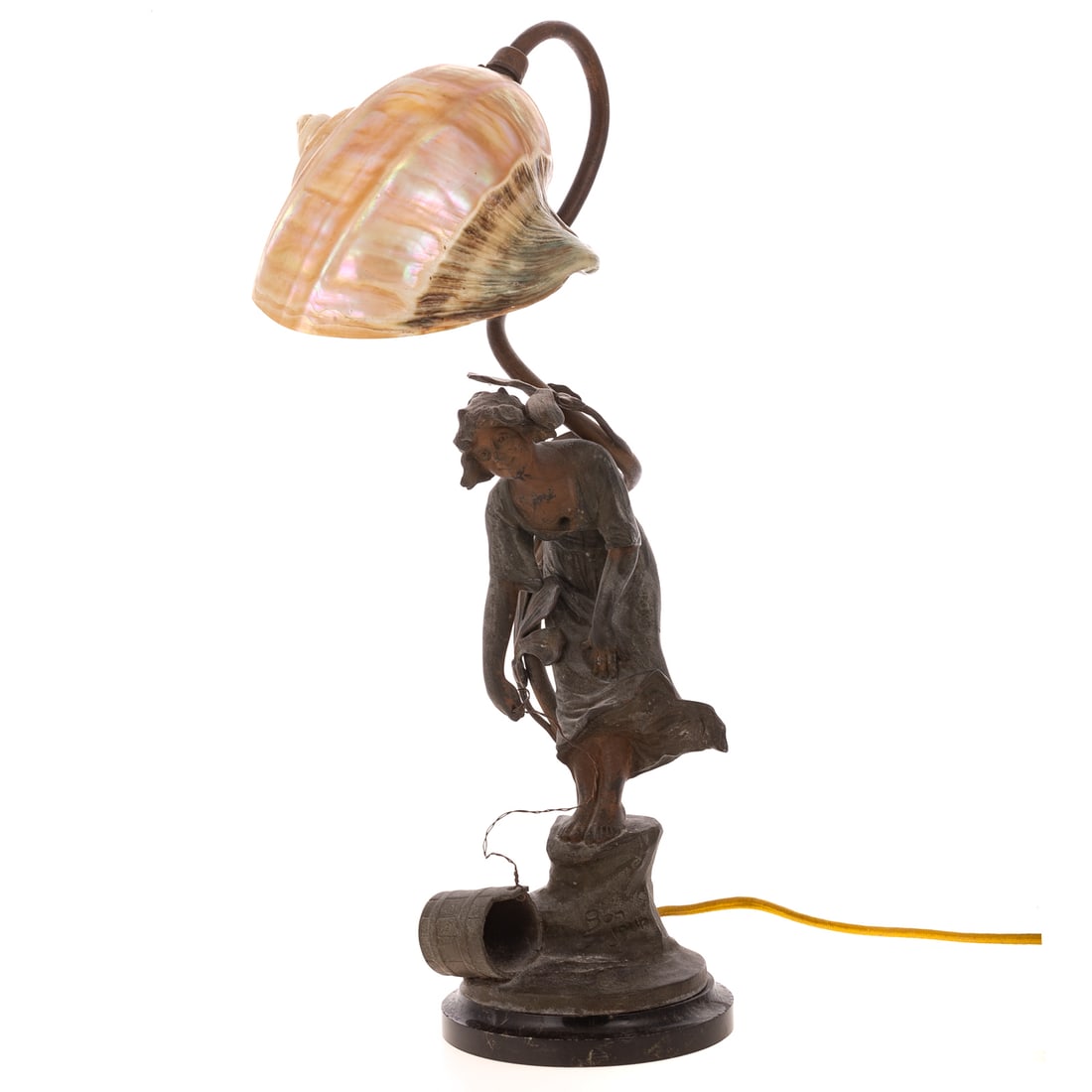 After E. Beck Figural Table Lamp with Shell Shade (1 of 3)