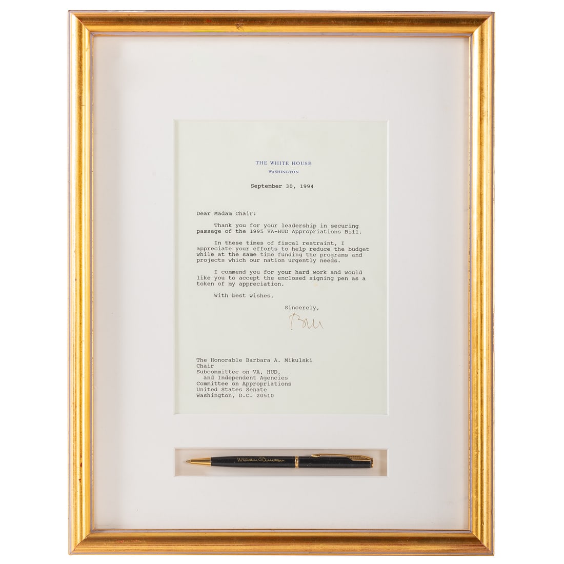 President Bill Clinton Autographed Letter (1 of 5)