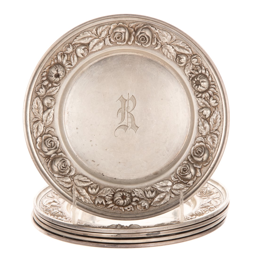 Five Stieff Sterling "Rose" Bread Plates (1 of 4)