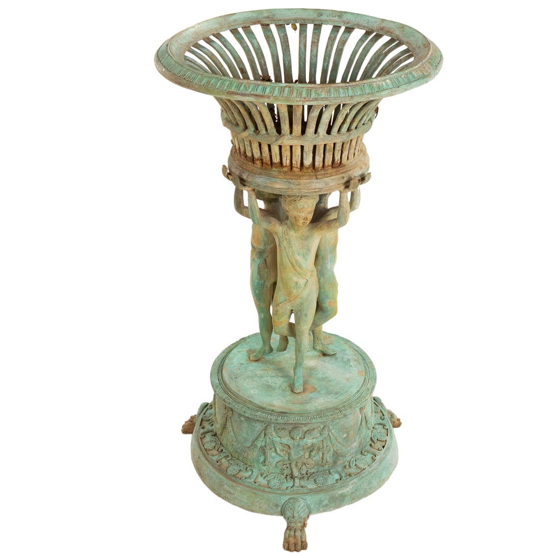Victorianesque Cast Iron Verdigris Figural Planter (1 of 4)