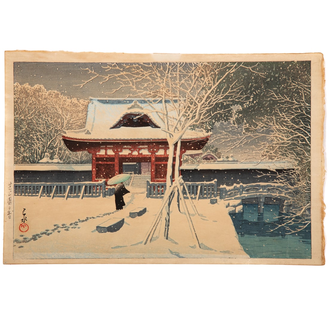 Hasui Kawase. "Shiba Koen no Yuki," woodblock (1 of 4)