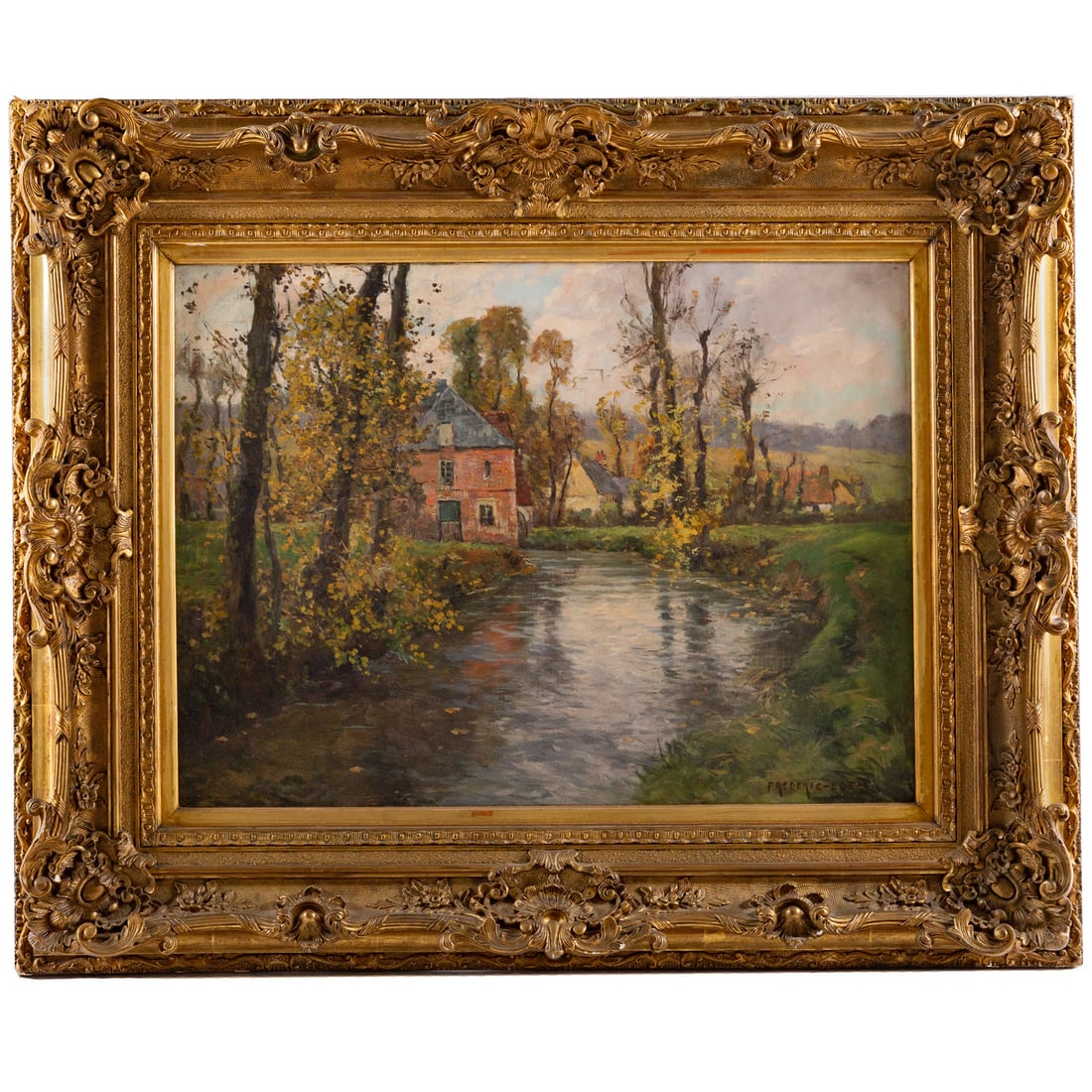 Frederic Ede. Cottages by a Stream, oil (1 of 7)
