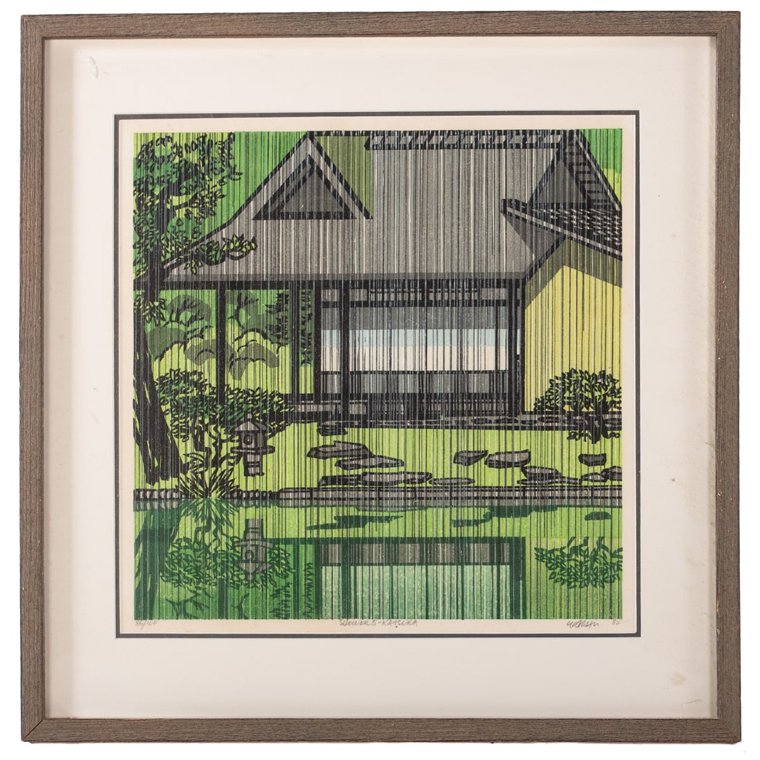 Clifton Kahru. "Showers-Katsura," color woodcut (1 of 4)