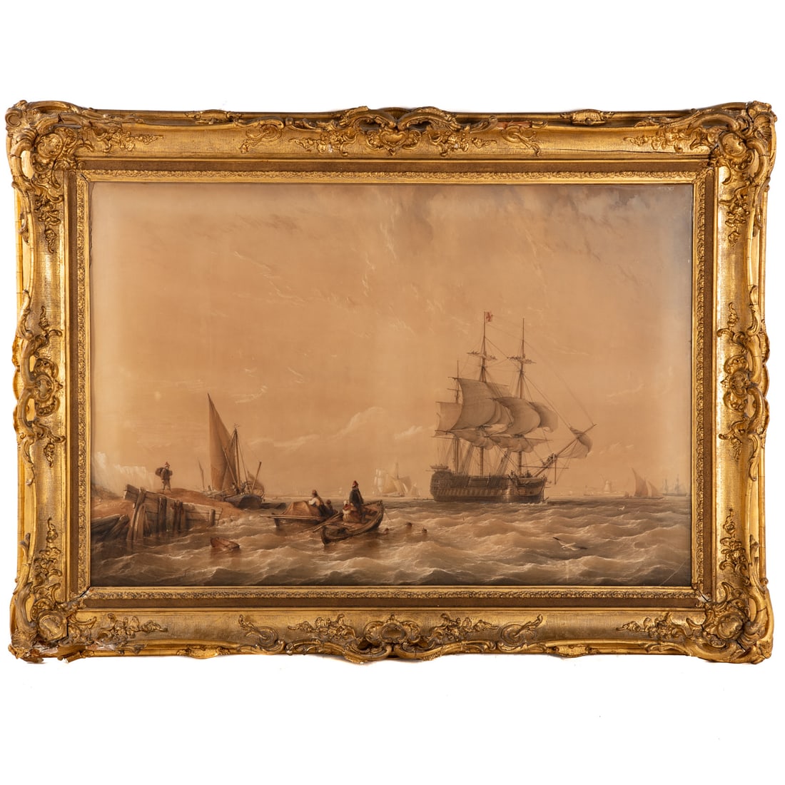 Copley Fielding. Harbor Scene, watercolor (1 of 4)