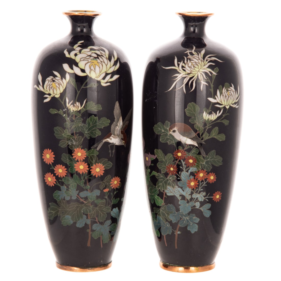 A Pair of Japanese Cloisonne Enamel Vases (1 of 3)