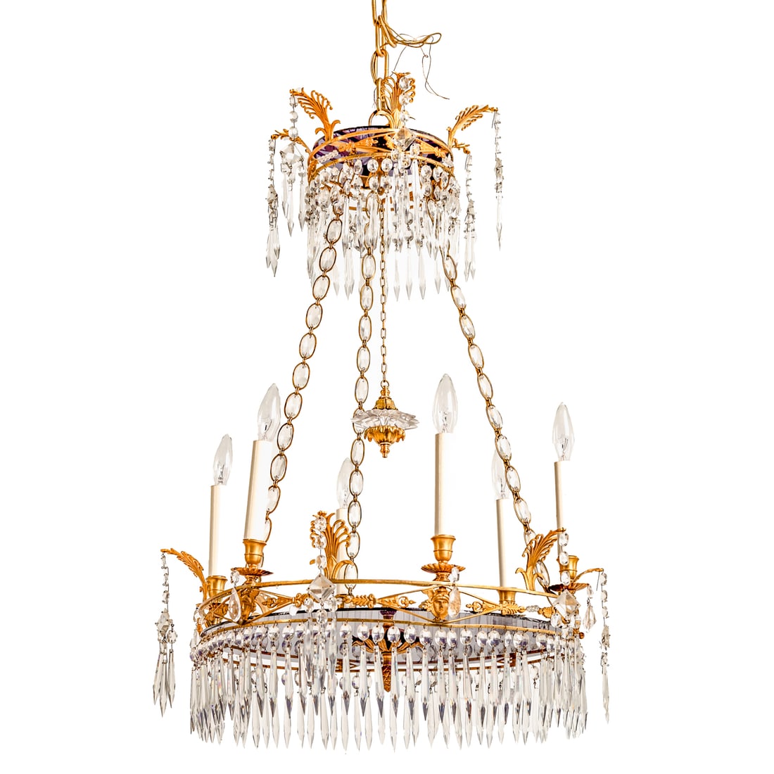 A Six-Light Gilt French Style Chandelier (1 of 3)