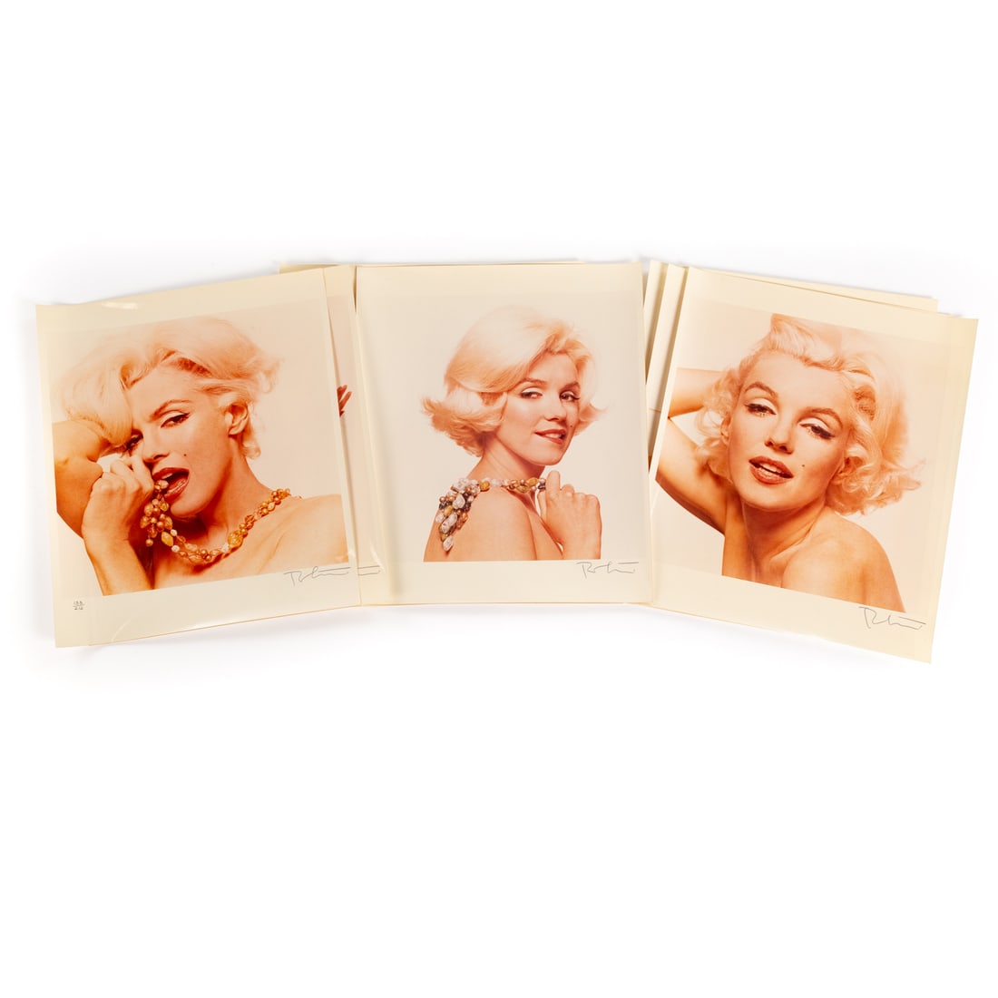 A Collection of 10 Photographs of Marilyn Monroe by Bert Stern: Comprising 10 color prints of Marilyn Monroe as photographed by Bert Stern for "The Last Sitting" (1962), all signed lr. Including titles "I Beg of You," ed.151/250, "Aroused," ed. 155/212," "Rhythm,"