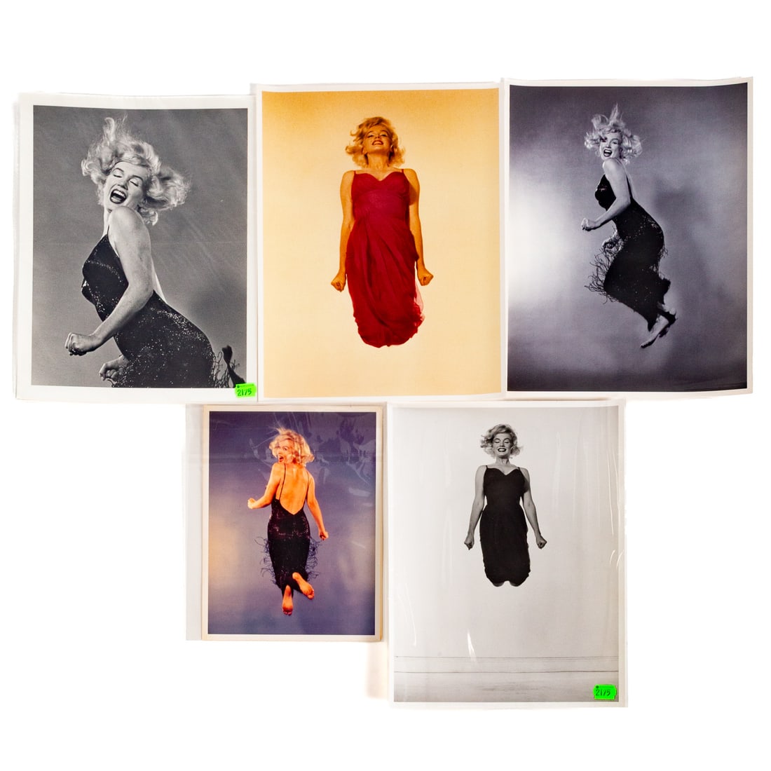 Philippe Halsman. "Jump," Featuring Marilyn Monroe: Selection of portraits of Marilyn Monroe from Halsman's original larger photo series "Jump," shot in 1959; including five black and white and color, circa 1970 reprints, each bearing artist's stamp an
