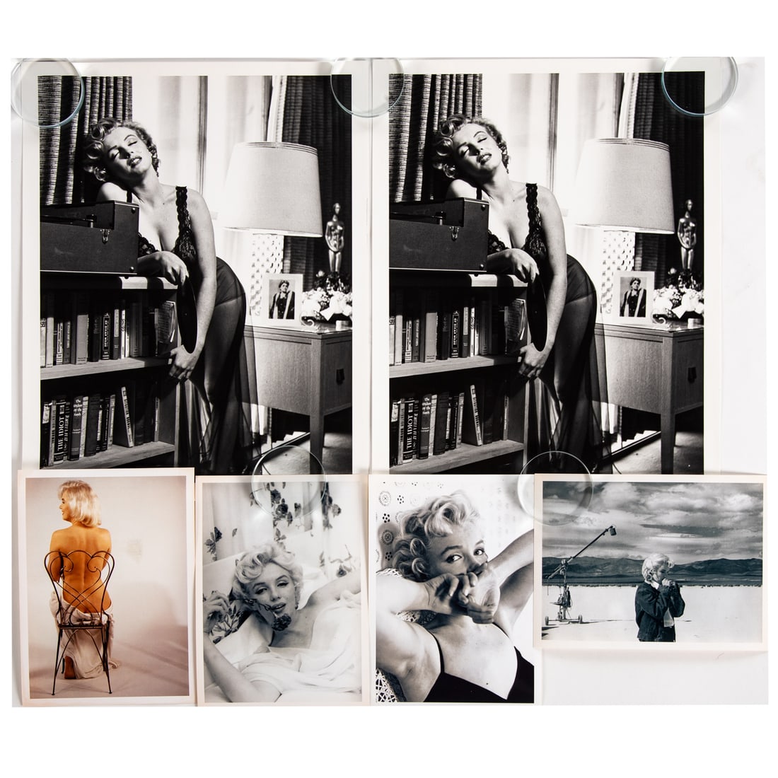 A Group of Marilyn Monroe Photographs: Comprising two black and white reprints of Marilyn Monroe by Philippe Halsman, originally photographed in 1952 and reprinted in 1981, ed. 128/250 and 142/250, both image sizes: 14 x 11 in., unframed;