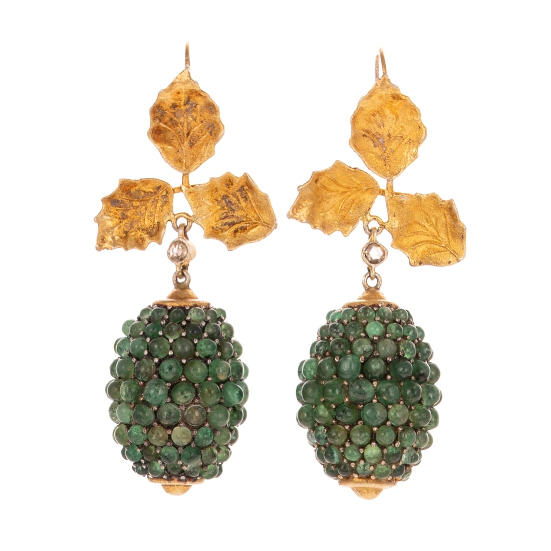 A Pair of Emerald Foliate Earrings (1 of 3)