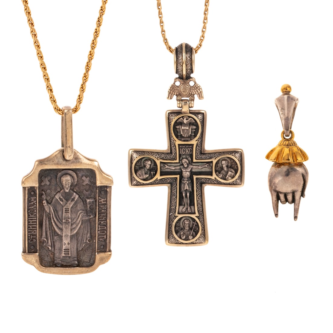A Trio of Russian Pendants on Two 14K Chains (1 of 6)