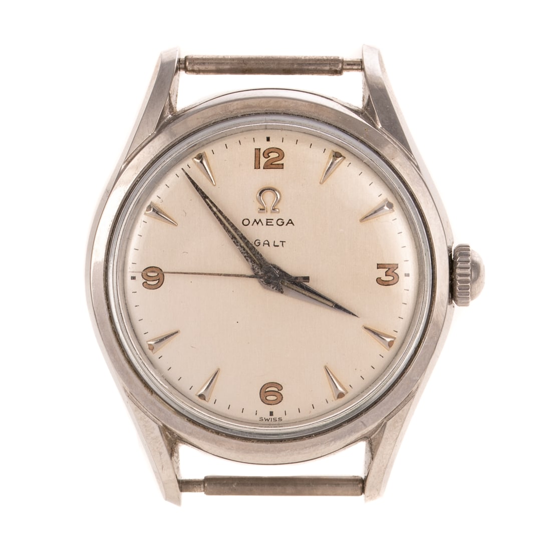 An Omega Watch Case Retailed by Galt in Stainless Steel (1 of 3)