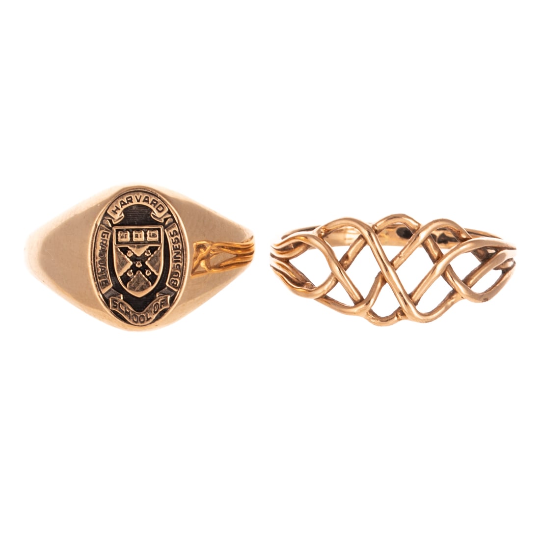 A Harvard MBA Class Ring & Woven Band in 14K (1 of 4)
