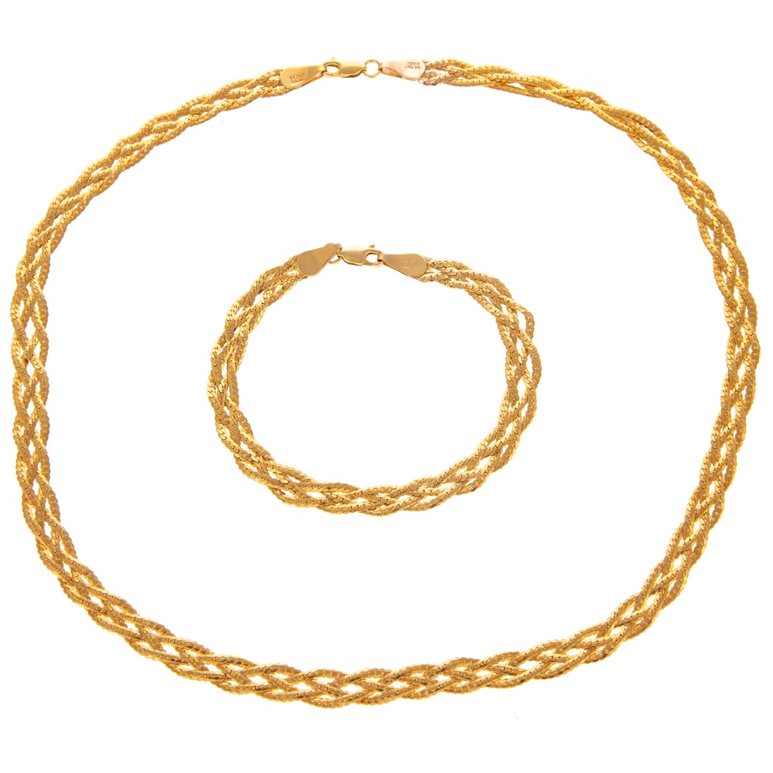 A Braided Necklace & Bracelet Set in 14K (1 of 4)