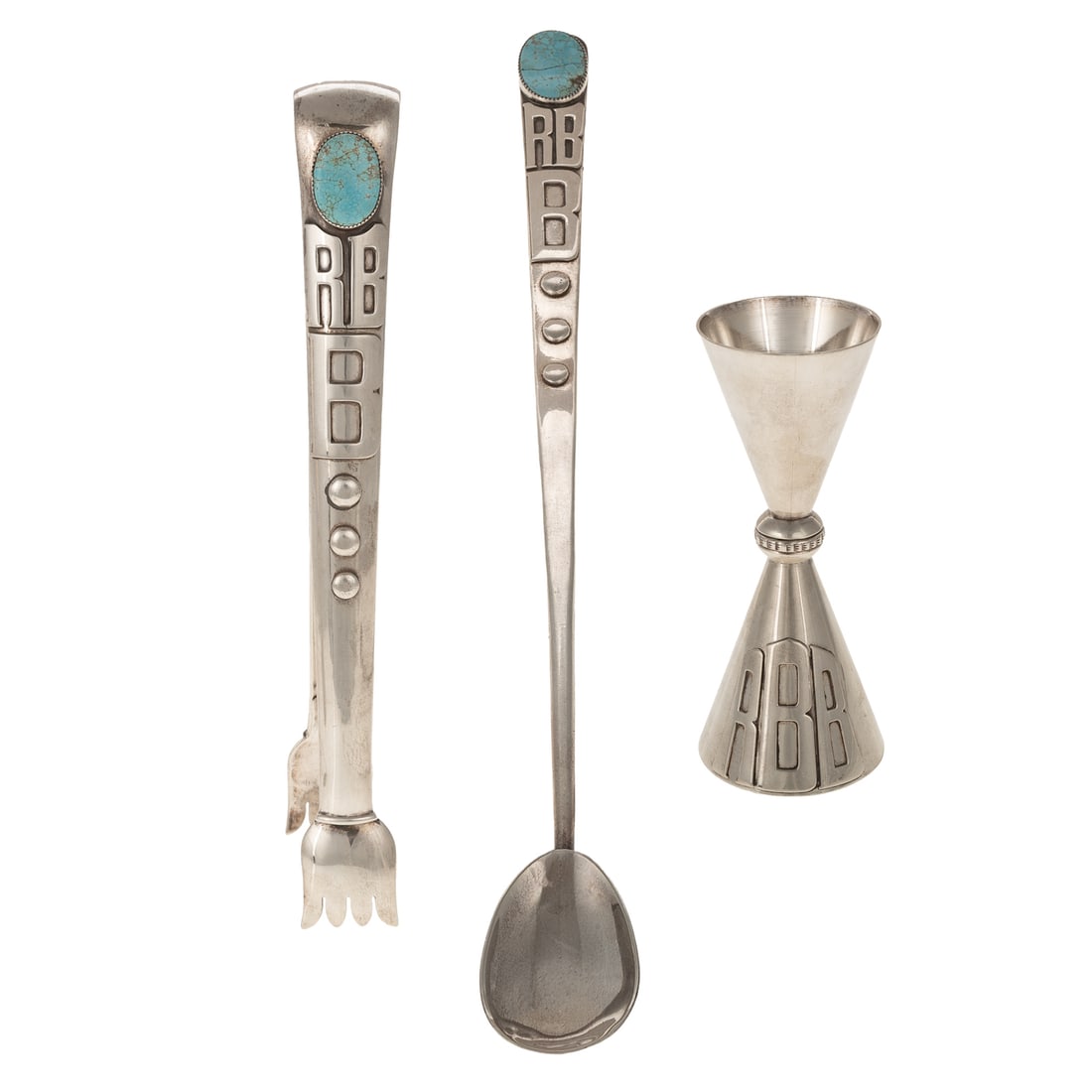 Sterling & Turquoise Bar Set by Frank Patania Sr. (1 of 6)