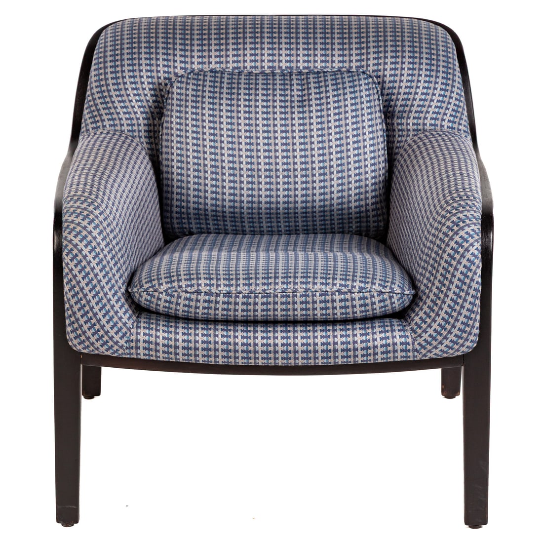 Bill Stephens Bentwood Lounge Chair by Knoll: Upholstered back, arms, and seat supported by an ebonized frame, 29 in. H, 28 in. W, 27 in. D Provenance: From a Private Estate, Washington, DC