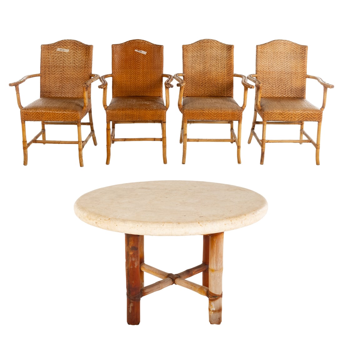 Contemporary Round Table with Four Rattan Chairs (1 of 6)