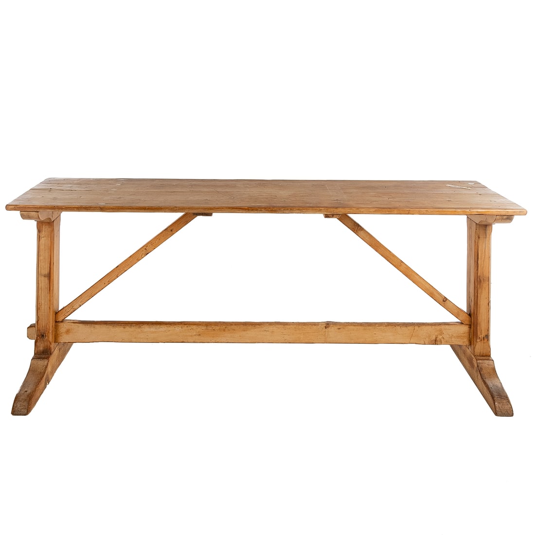 Rustic Pine Trestle Base Console Table (1 of 3)