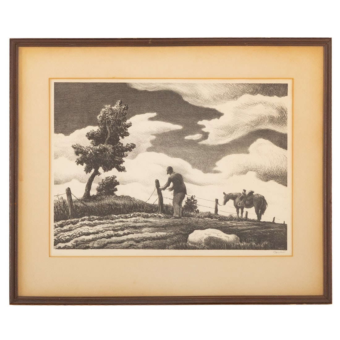 Thomas Hart Benton. "The Fence Mender," lithograph (1 of 4)