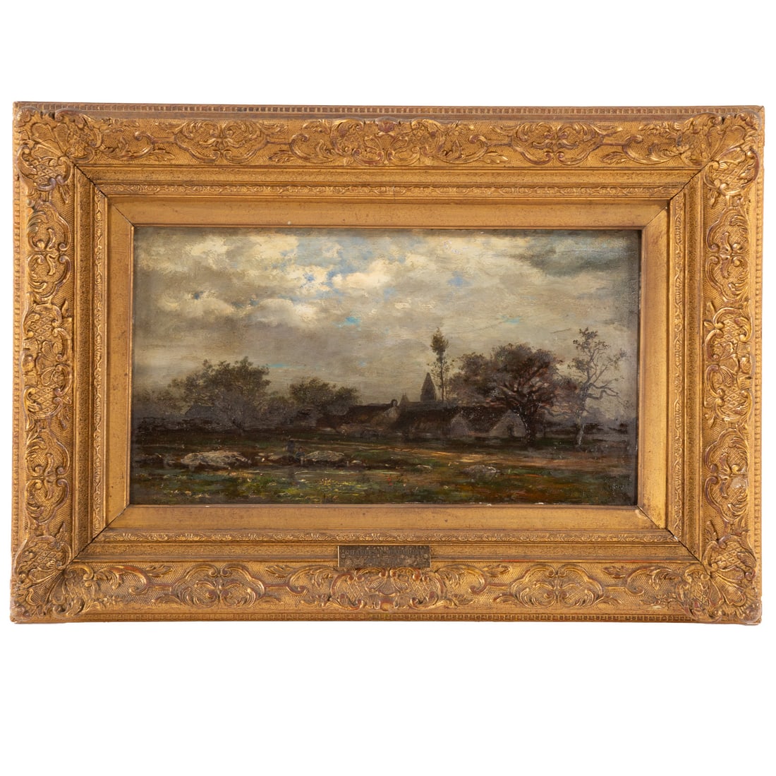 Attributed to Charles F. Daubigny. Riverside Village, oil (1 of 4)