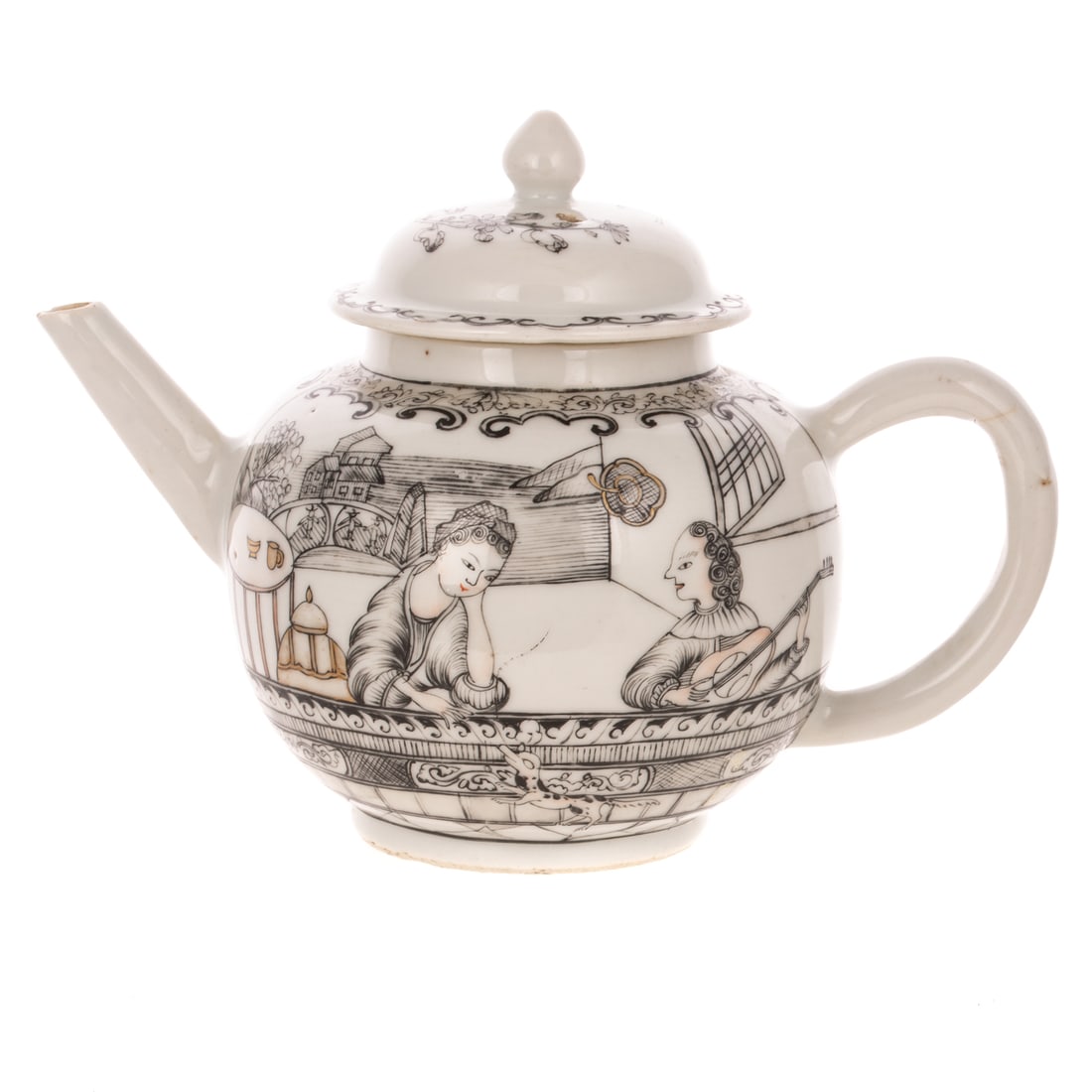 A Chinese Export European Subject Teapot