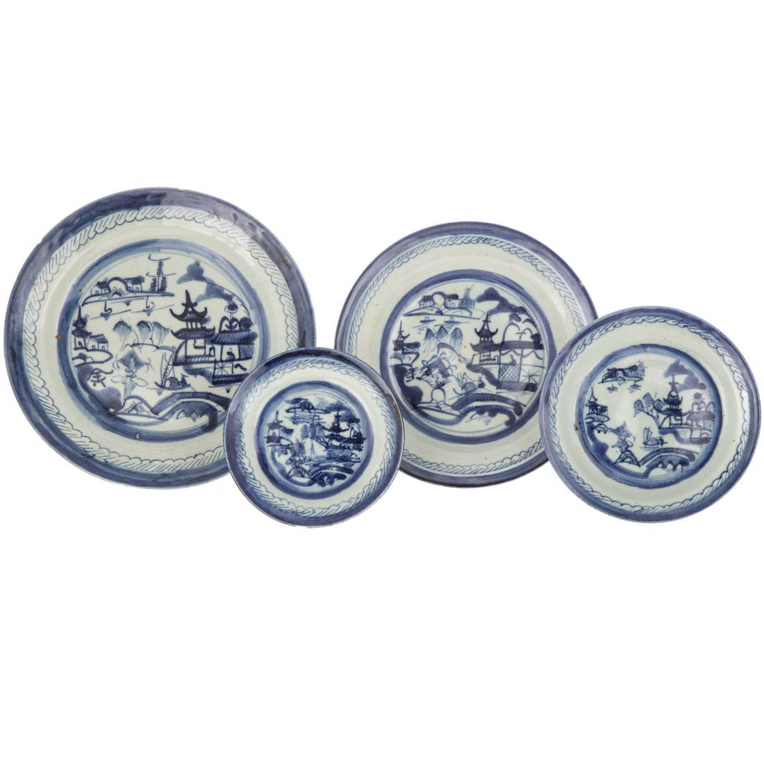 A Selection of Chinese Blue & White Canton Plates