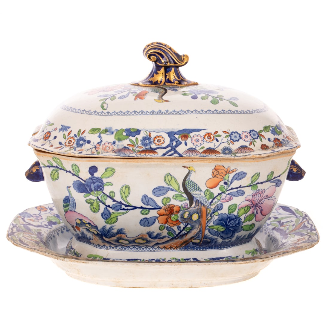 A Mason's Ironstone "Long-Tailed Bird" Tureen & Underplate (1 of 3)