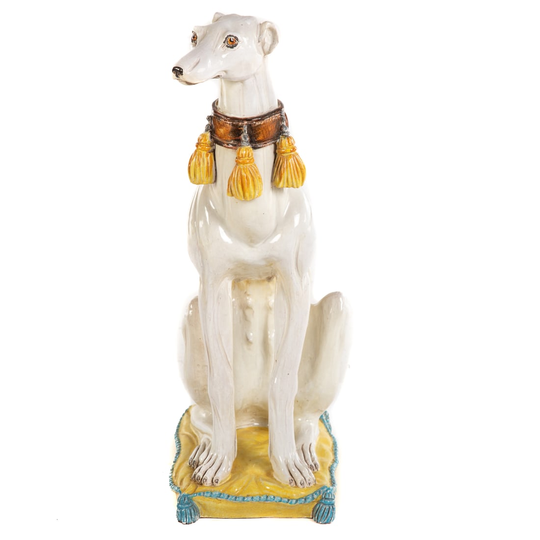 An Italian Glazed Terracotta Greyhound Figure (1 of 5)