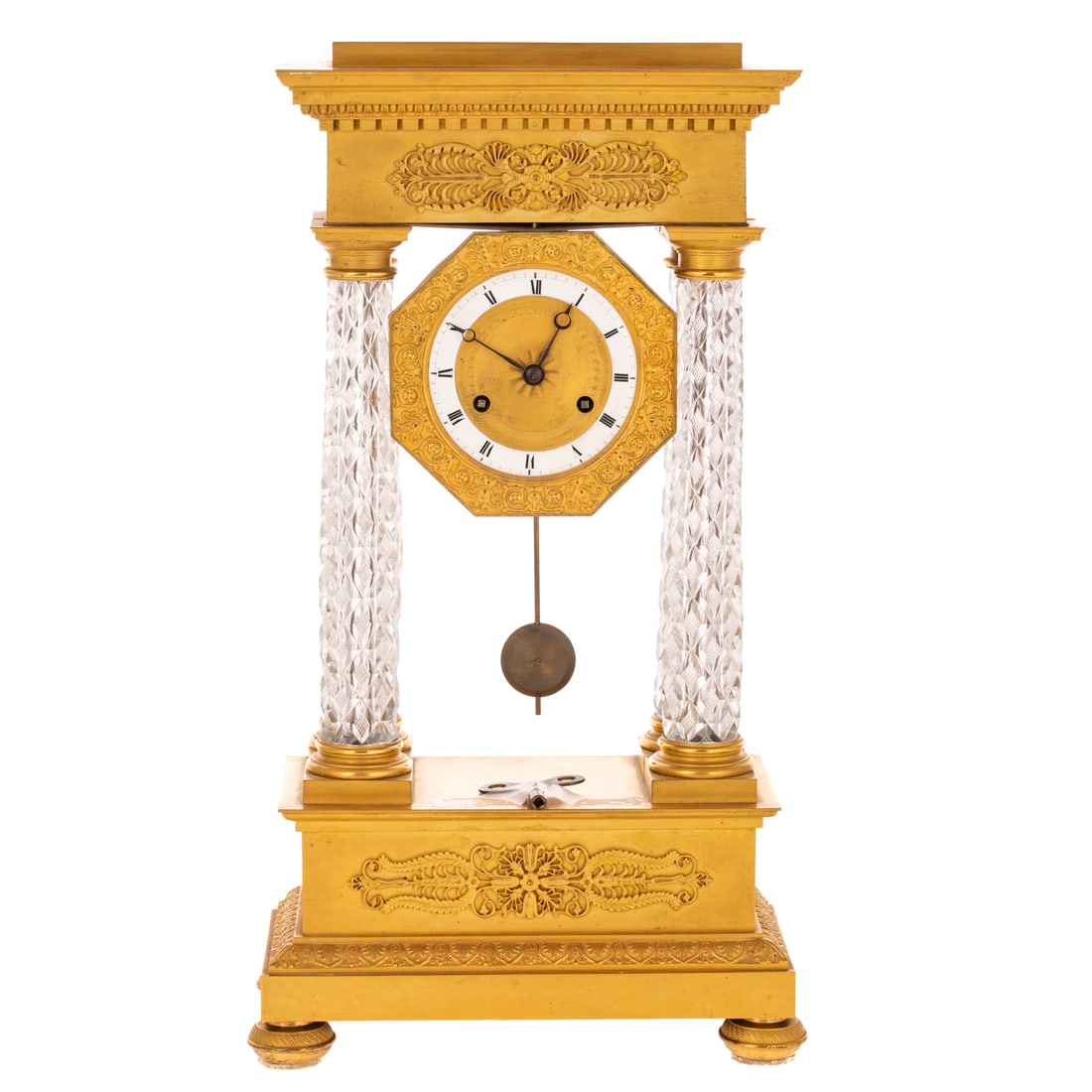 A French Gilt & Crystal Portico Mantel Clock (1 of 4)