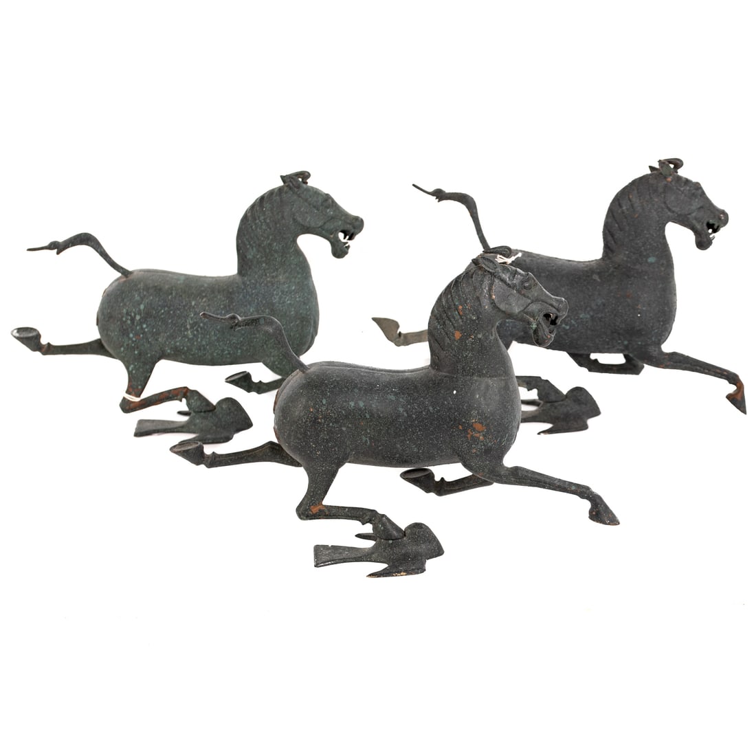 Three Ming Style Chinese Metal Horse Sculptures (1 of 4)