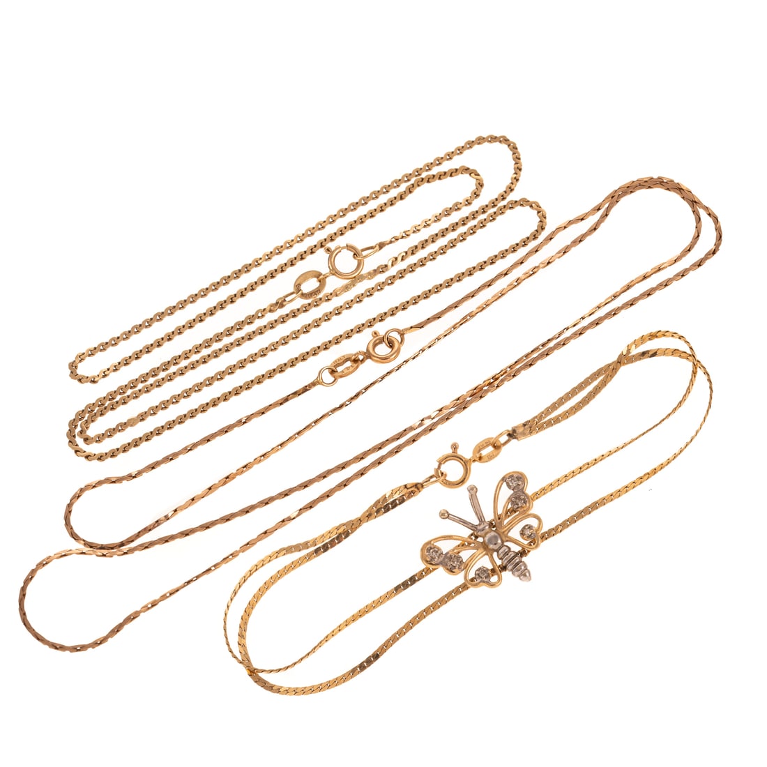 A Butterfly Bracelet & Two Chains in 14K (1 of 4)