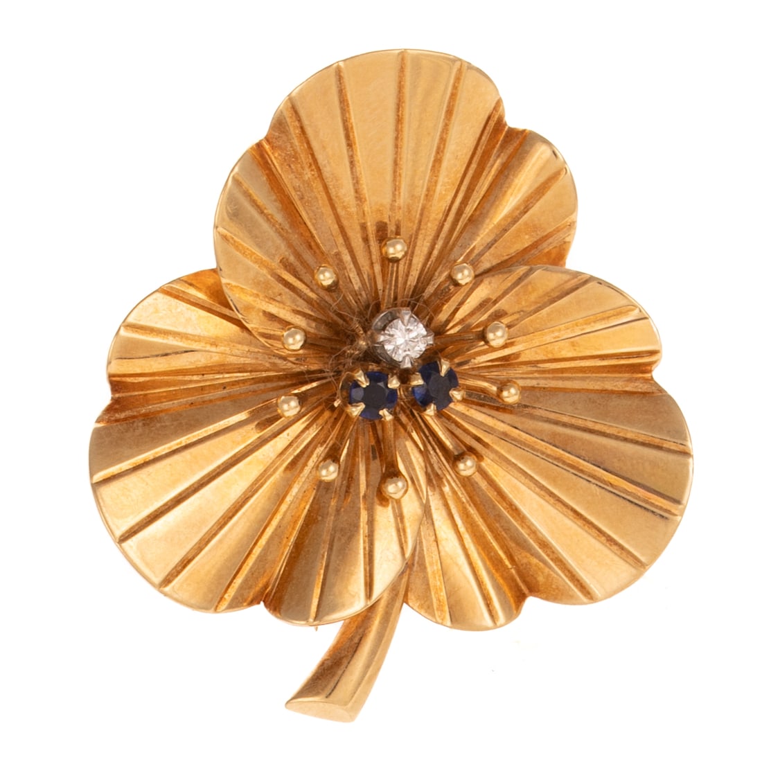 A Cartier Style Diamond & Sapphire Brooch in 14K (1 of 3)